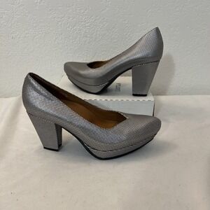 earthies Womens Platform Silver Size 8B Tarnow Stunning Pumps Metallic Leather